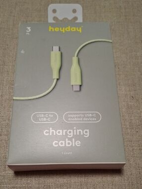 New heyday Light Green USB-C to USB-C Braided Charging Cable